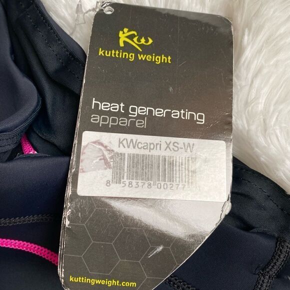 KW Heat Generating Capri Pants Weight Cutting Black Pink NEW Women’s Size XS - Picture 8 of 9
